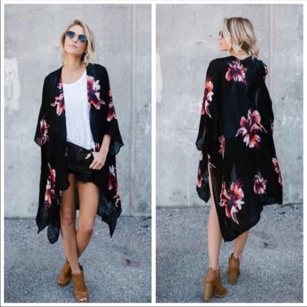 New! Black Floral K I M O.N O - Picture 6 of 9